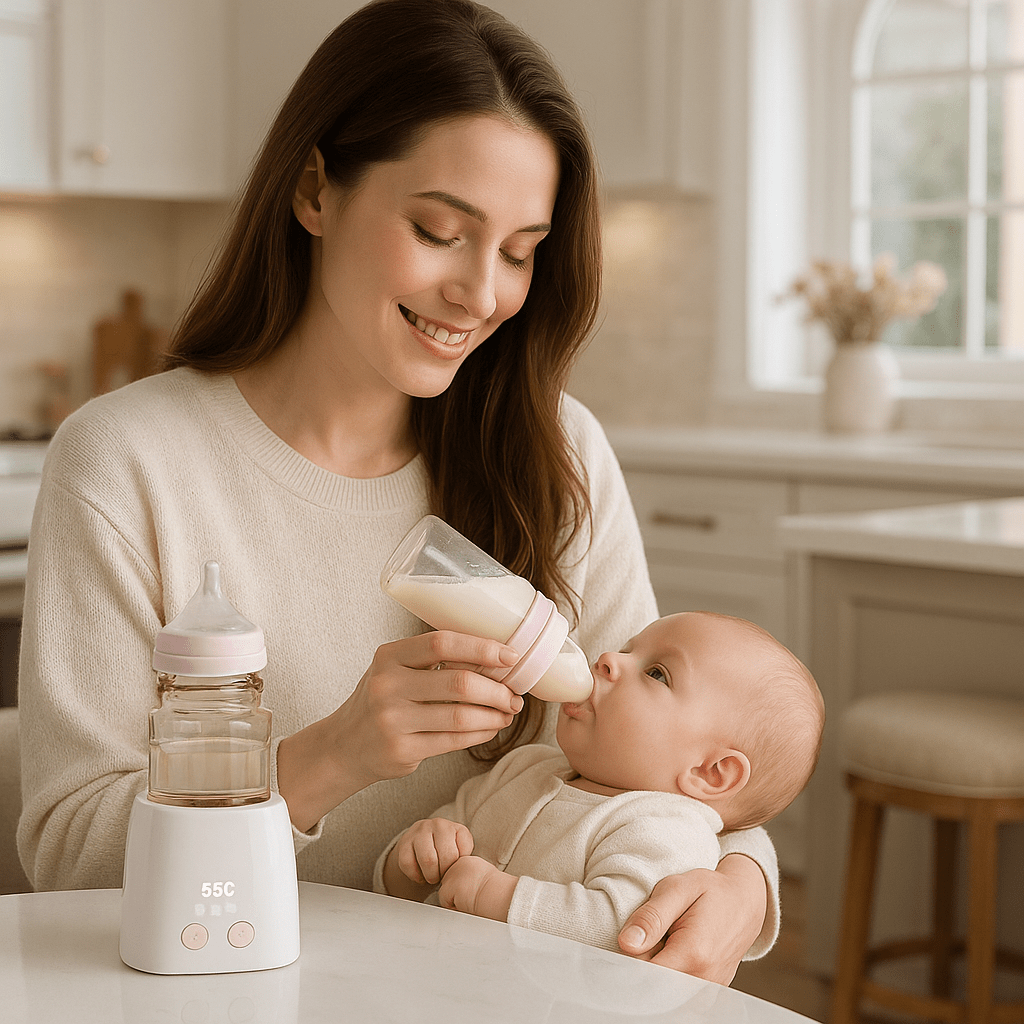 chauffe biberon portable intell maman donne biberon